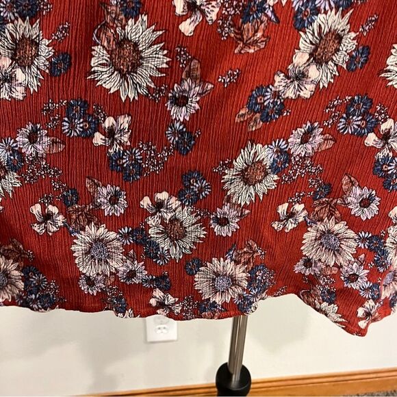 Maurice’s rustic red Floral short sleeve v-neck Dress with Lace details size M - Picture 5 of 12